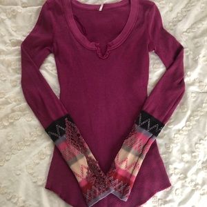Free People Cuffed Thermal Long Sleeve Shirt